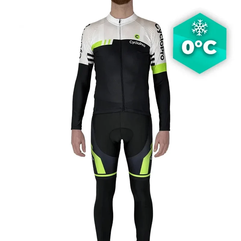 Tenue Cycliste Hiver Blanche et Verte - Pro+