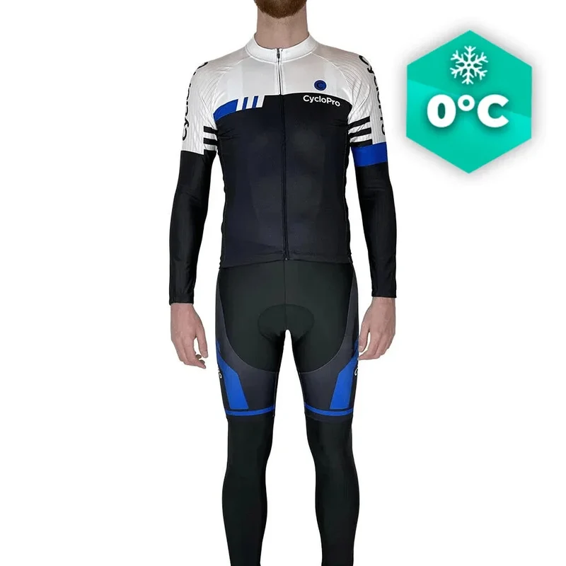 Tenue cycliste hiver Bleue et blanche - Pro+