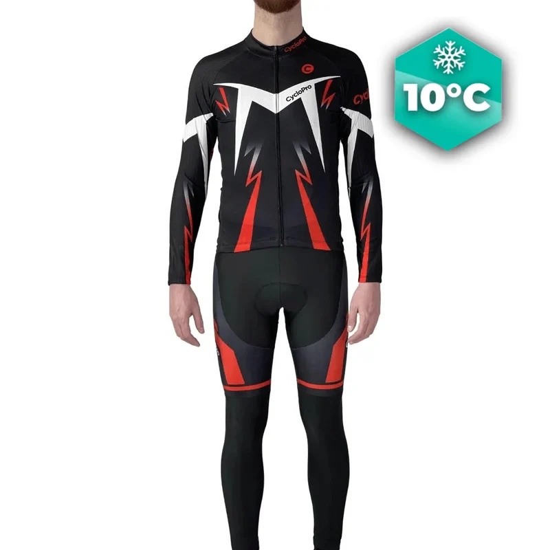 Tenue cycliste automne Noire et Rouge - Confort+