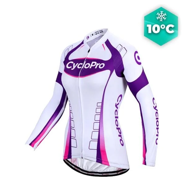 MAILLOT LONG DE CYCLISME VIOLET - AUTOMNE - CONFORT+