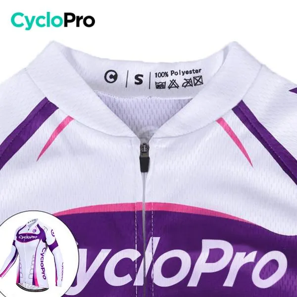 MAILLOT LONG DE CYCLISME VIOLET - AUTOMNE - CONFORT+