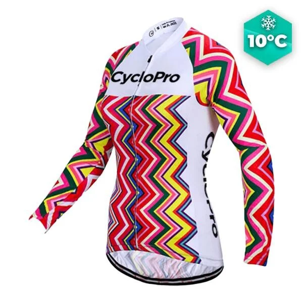 MAILLOT LONG DE CYCLISME ROSE - AUTOMNE - MOSAIQUE+