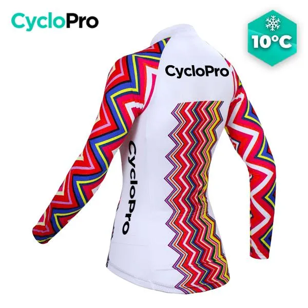 MAILLOT LONG DE CYCLISME ROSE - AUTOMNE - MOSAIQUE+