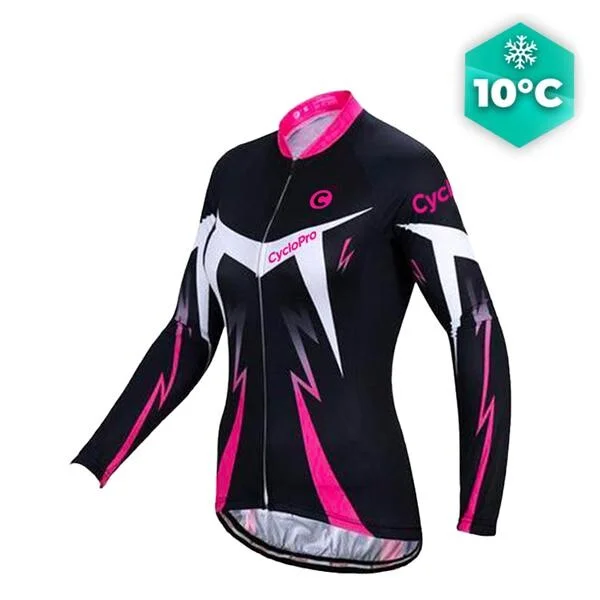 MAILLOT LONG DE CYCLISME ROSE - AUTOMNE - CONFORT+