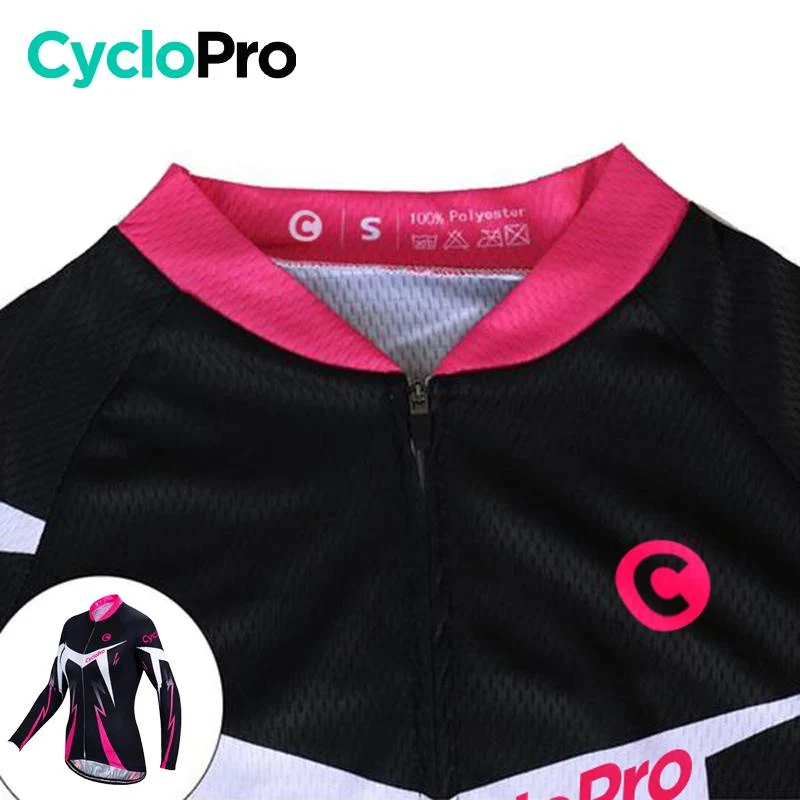 MAILLOT LONG DE CYCLISME ROSE - AUTOMNE - CONFORT+