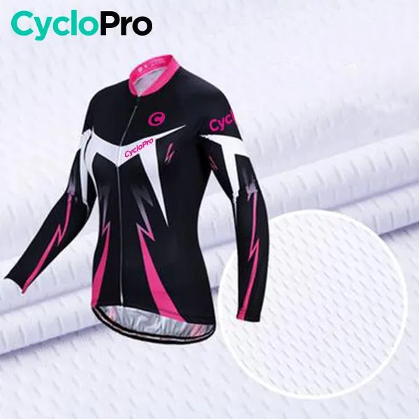 MAILLOT LONG DE CYCLISME ROSE - AUTOMNE - CONFORT+