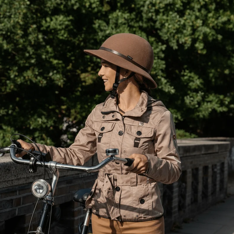 Fedora Classic Brown Helmet Hat (helmet+cover)