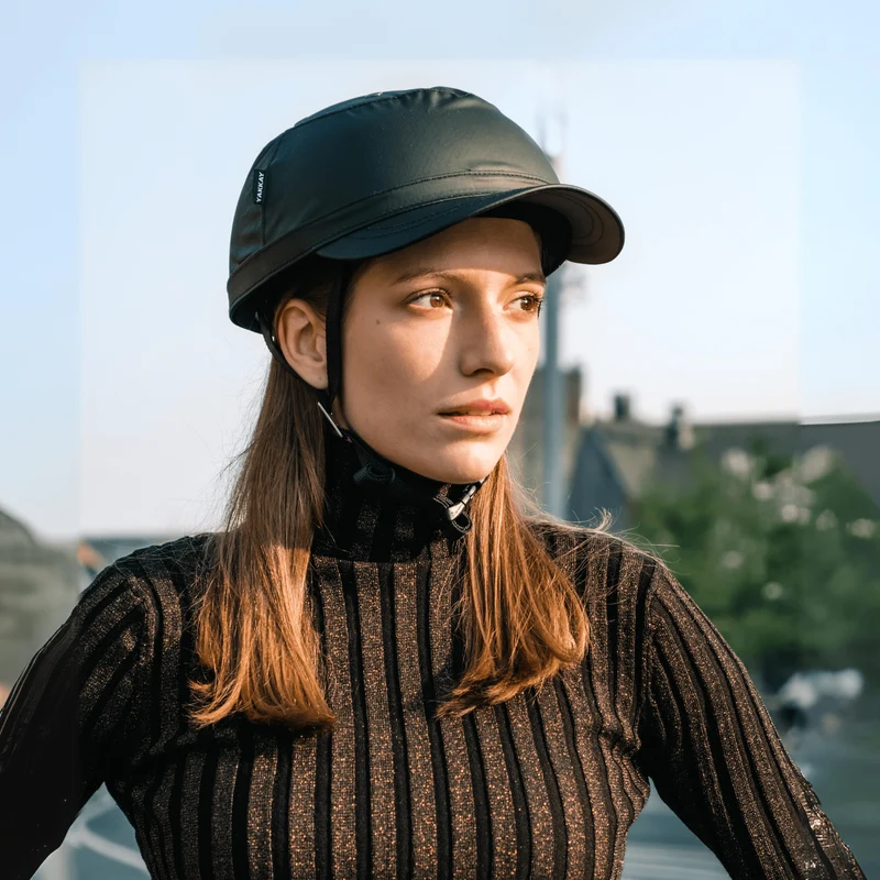 Paris Black Oilskin Helmet Hat (helmet+cover)