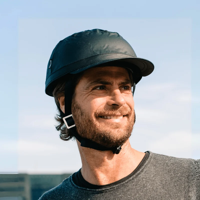 Paris Black Oilskin Helmet Hat (helmet+cover)