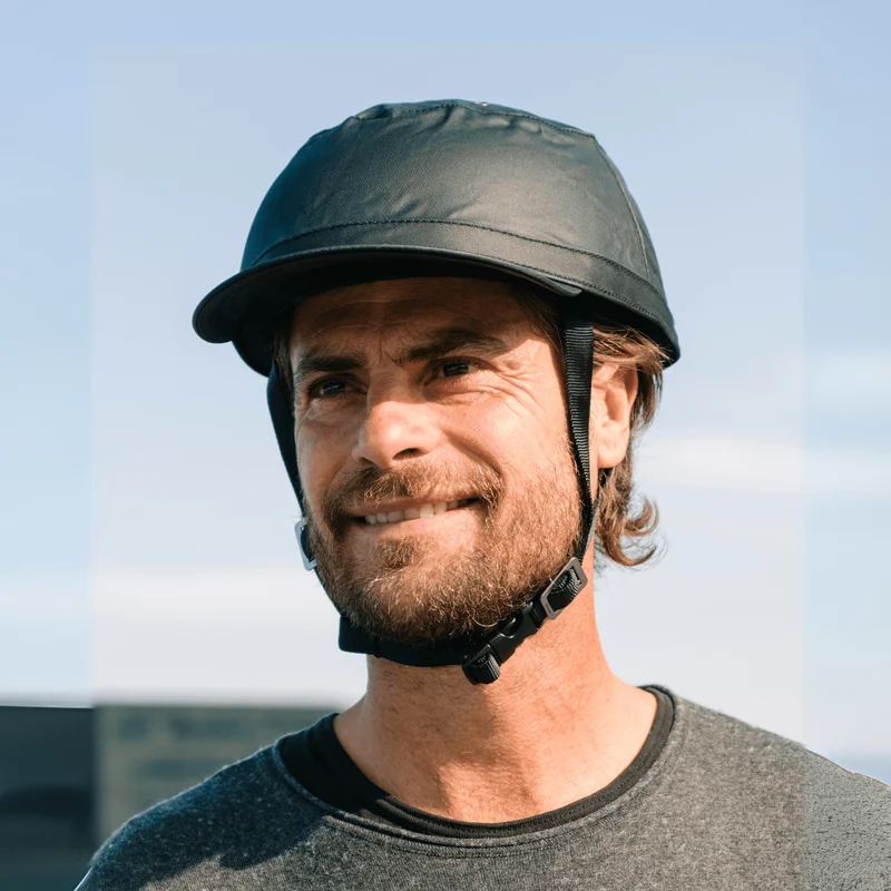 Paris Black Oilskin Helmet Hat (helmet+cover)