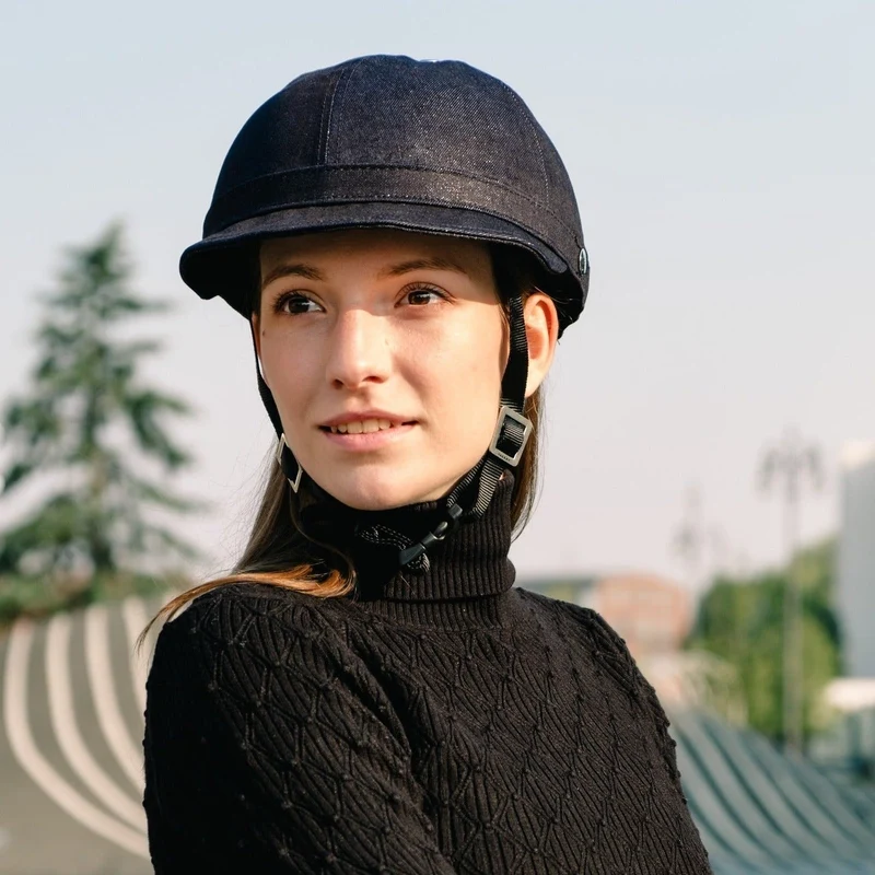 Milano Dark Blue Denim Helmet Hat (helmet+cover)