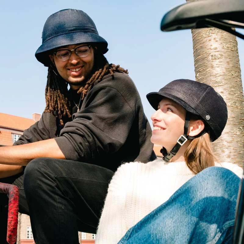 Milano Dark Blue Denim Helmet Hat (helmet+cover)