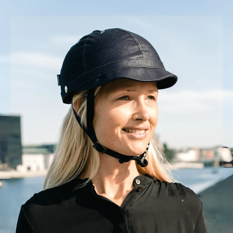 Milano Dark Blue Denim Helmet Hat (helmet+cover)