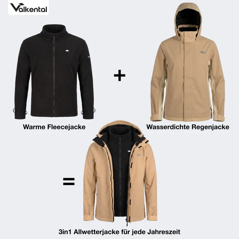 Veste 3 en 1 Smart Jacket - 100 % réfléchissante et imperméable, avec polaire amovible à fermeture éclair - Produit de deuxième choix