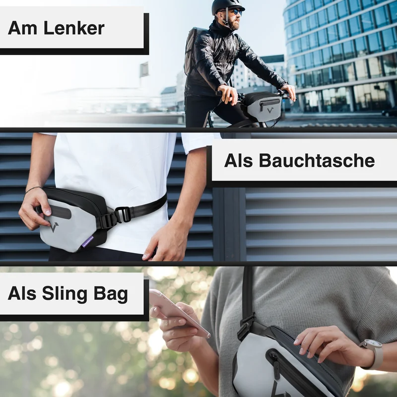 3in1 City Bag - Sac de guidon multifonctionnel & réfléchissant