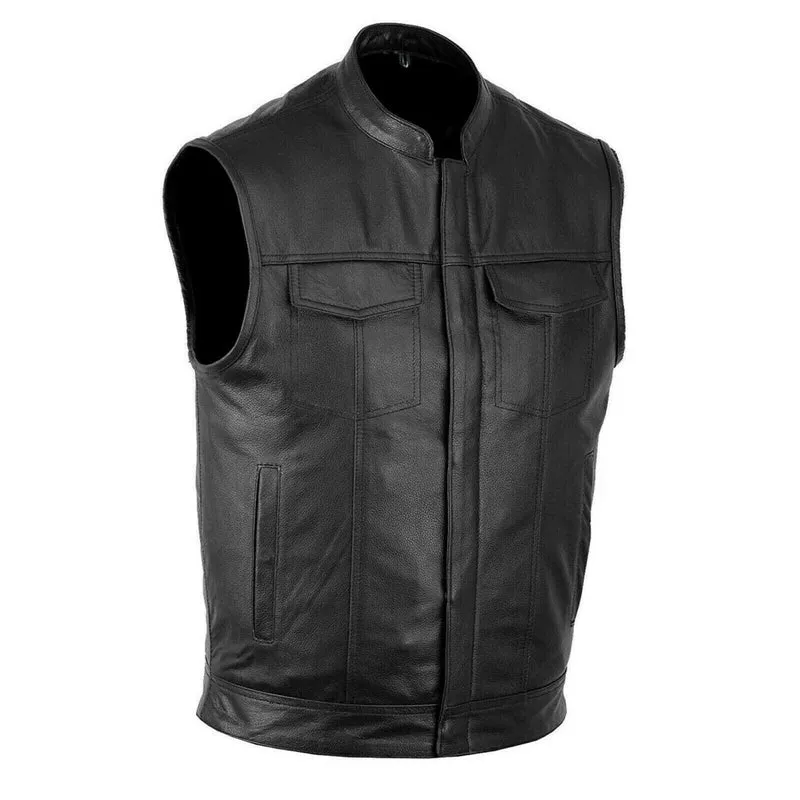 Veste / Gilet moto cuir sans manche | SOA | DESTOCKAGE