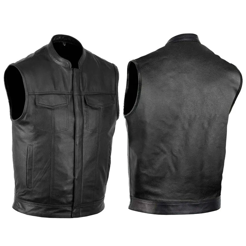 Veste / Gilet moto cuir sans manche | SOA | DESTOCKAGE