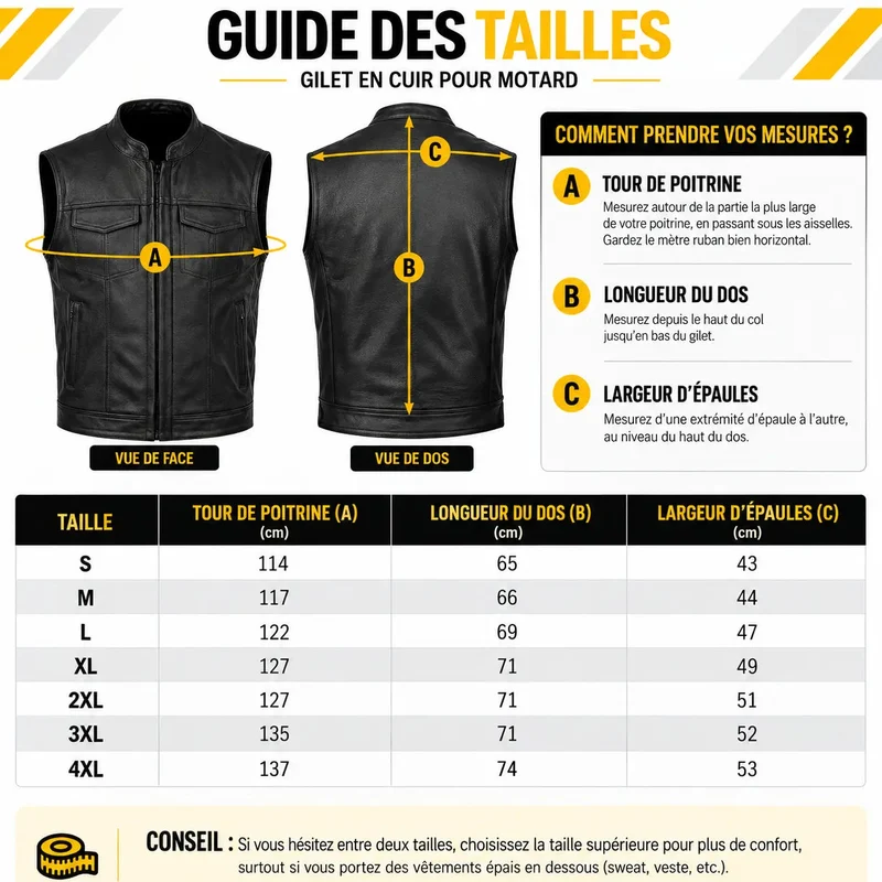 Veste / Gilet moto cuir sans manche | SOA | DESTOCKAGE