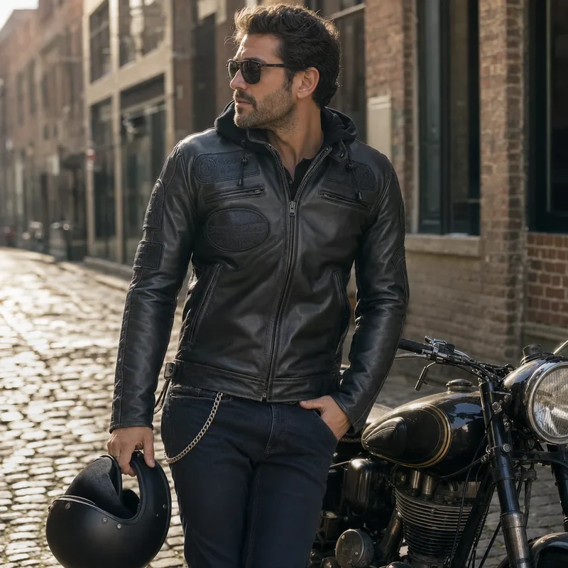 Blouson moto Cuir Homme : CAFE RACER BLACK EDITION