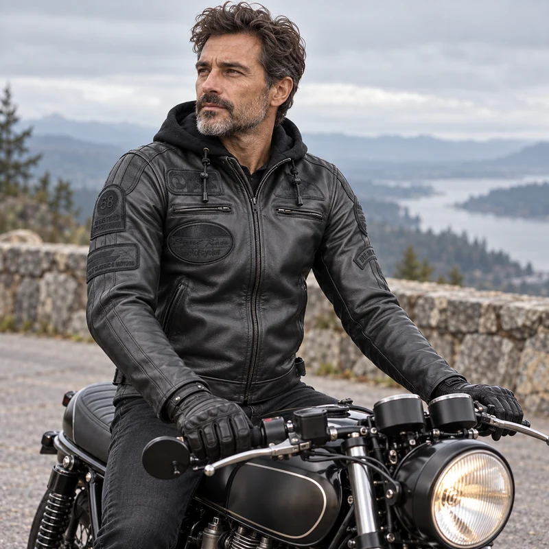 Blouson moto Cuir Homme : CAFE RACER BLACK EDITION