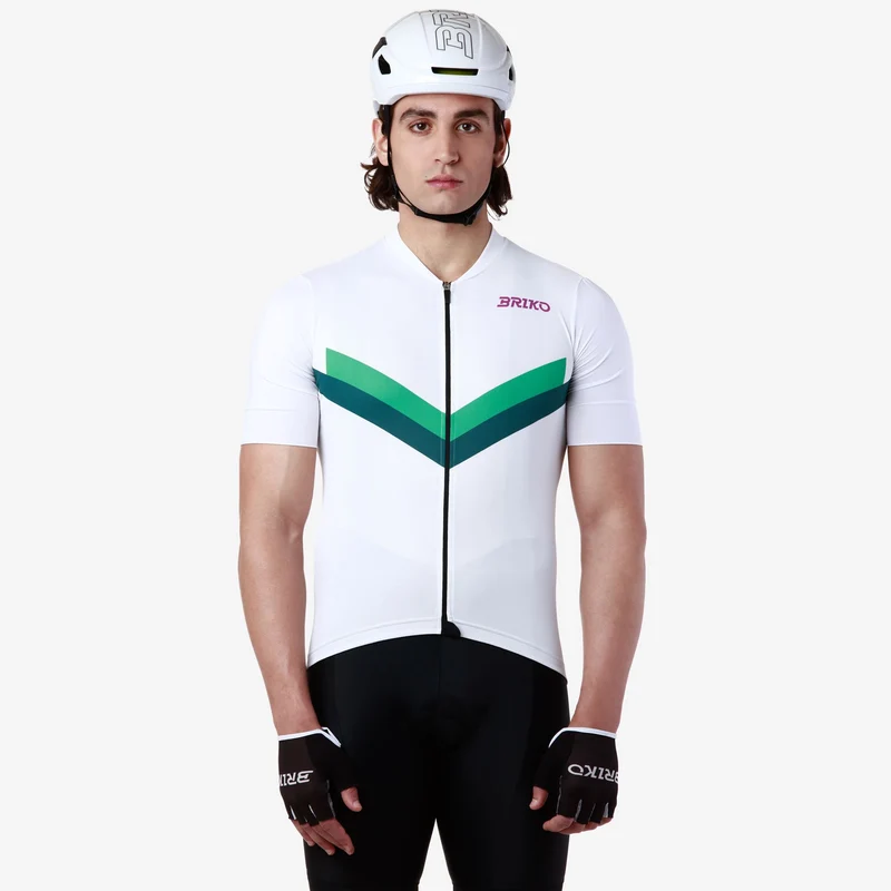 MAZE STRIPE JERSEY - Active Jerseys - Shirt - Man - White-Green Smeraldo-Green Jade