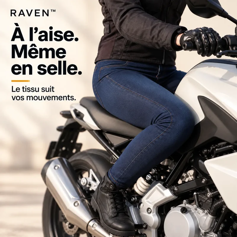 Pantalon Moto Femme JEGGINGS Taille Haute - Kevlar + Protection CE2 | RAVEN™