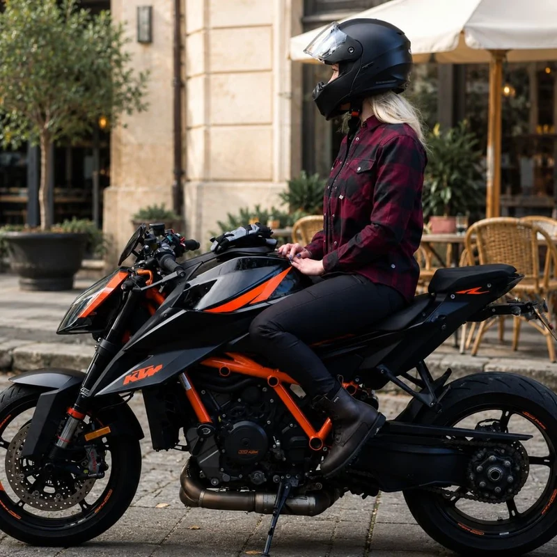 Veste Surchemise Moto Femme à Carreaux — Aramide & Protections CE | VALA™