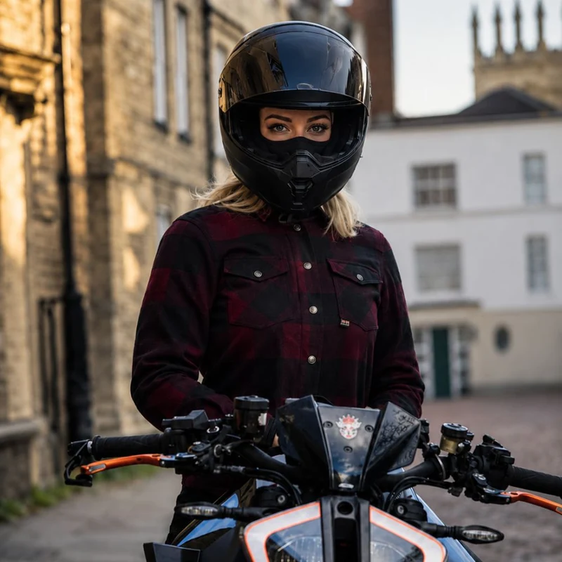 Veste Surchemise Moto Femme à Carreaux — Aramide & Protections CE | VALA™