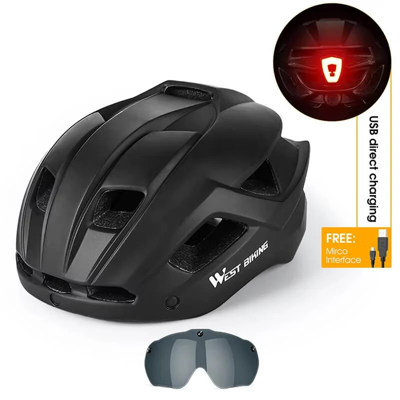 AeroShield™ | Casque velo avec feu arrière intégré et lunettes magnétiques pour une sécurité renforcée