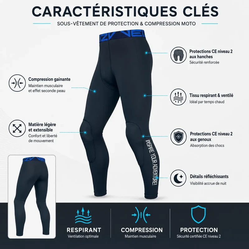Legging de Protection Moto été — CE Niveau 2 | EIZOX Adventure™