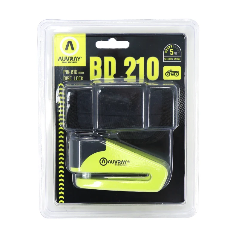 Antivol Bloque Disque Auvray Bd210 (Diam 10Mm) Jaune Avec Pochette