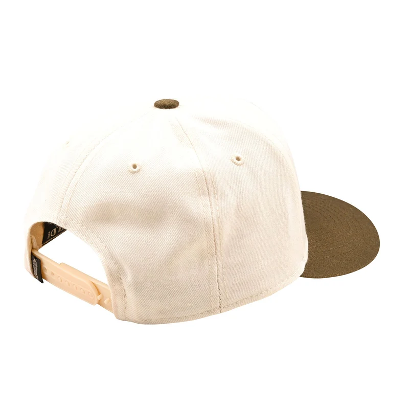 Curved Snapback Hat Stamp Vintage White / Olive