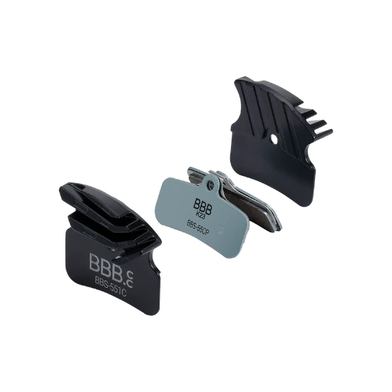 BBS-551C brake pads DiscStop Coolfin, organic w/cooling fins comp. \Shimano XT BR-M8120 zwart/staalblauw New