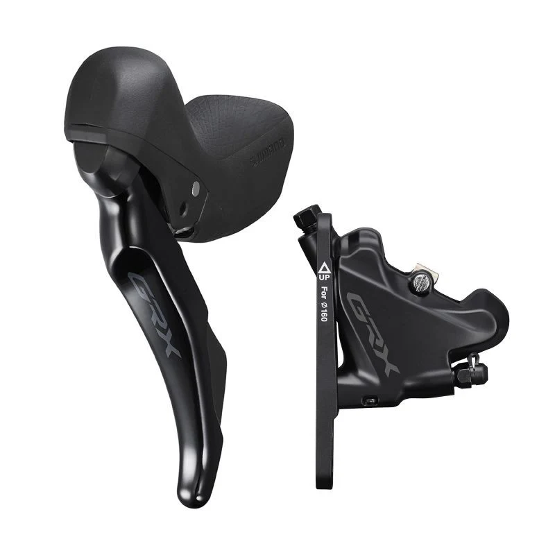 FREIN A DISQUE ROUTE HYDRAULIQUE SHIMANO GRX400 AVANT/GAUCHE 2x10V. GRAVEL DOUBLE NOIR (LEVIER/MANETTE AVEC ETRIER BR-R7070+DURITE ASSEMBLE 1000mm)