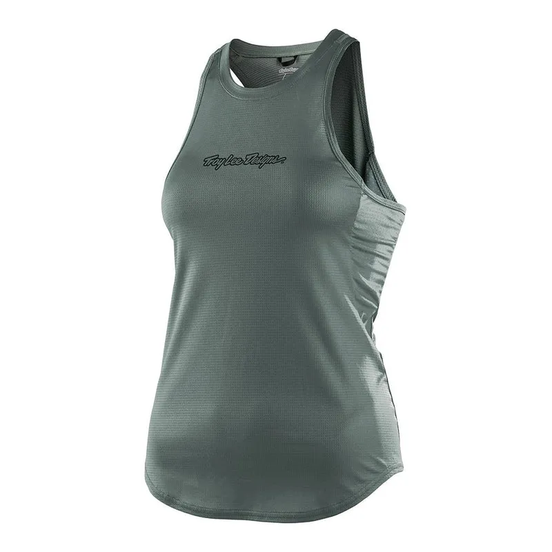 Womens Luxe Tank Top Solid Steel Green