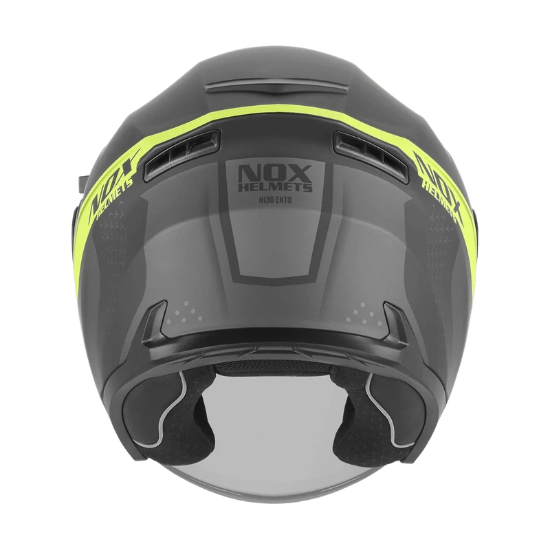 Casque Moto Jet N130 Ekto Noir Mat Jaune Fluo | NOX