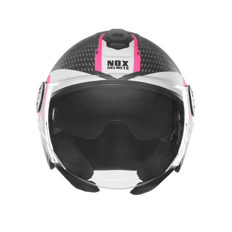 Casque Moto Jet N182 Round Noir Mat Rose | NOX