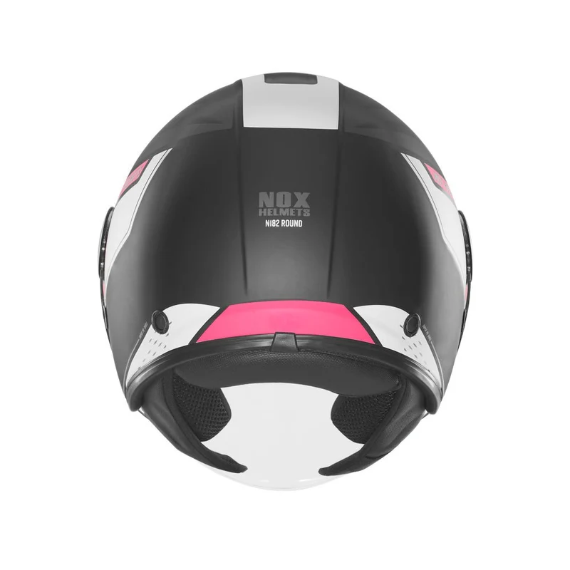 Casque Moto Jet N182 Round Noir Mat Rose | NOX