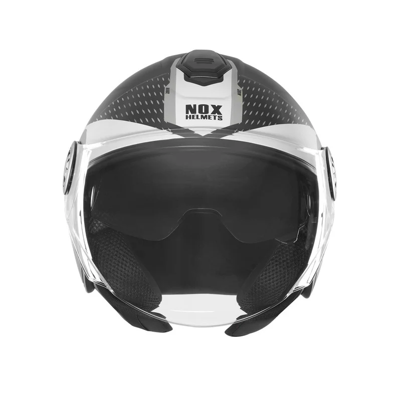 Casque Moto Jet N182 Round Noir Mat Argent | NOX