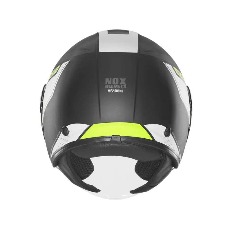 Casque Moto Jet N182 Round Noir Mat Jaune Fluo | NOX