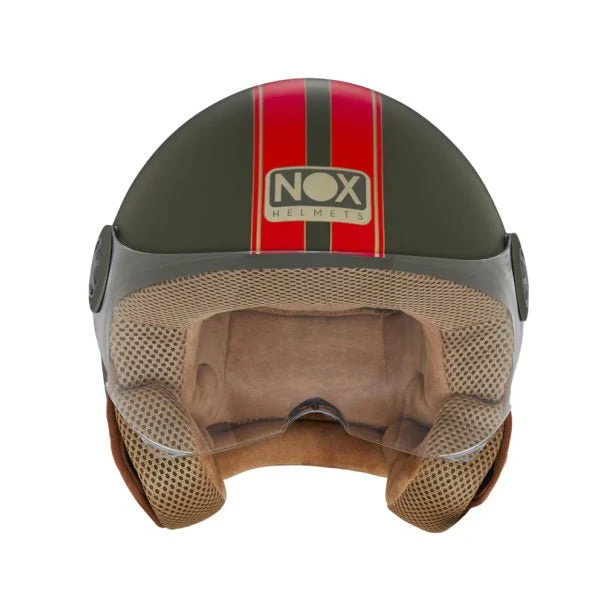 Casque Moto Jet N210 EVO Kaki Rouge | NOX