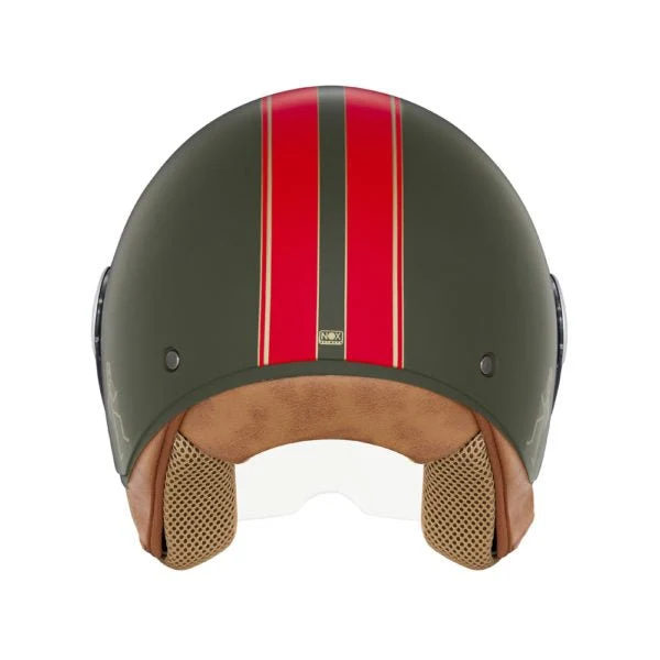 Casque Moto Jet N210 EVO Kaki Rouge | NOX