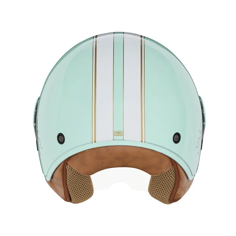 Casque Moto Jet N210 EVO Vert Pastel Blanc | NOX