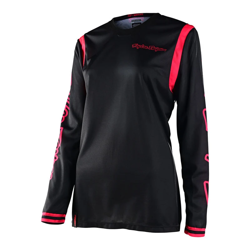Womens Gp Long Sleeve Jersey Mono Black/Flo Red