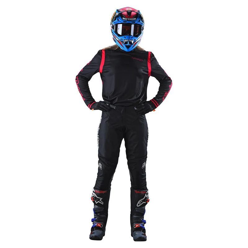 Womens Gp Long Sleeve Jersey Mono Black/Flo Red
