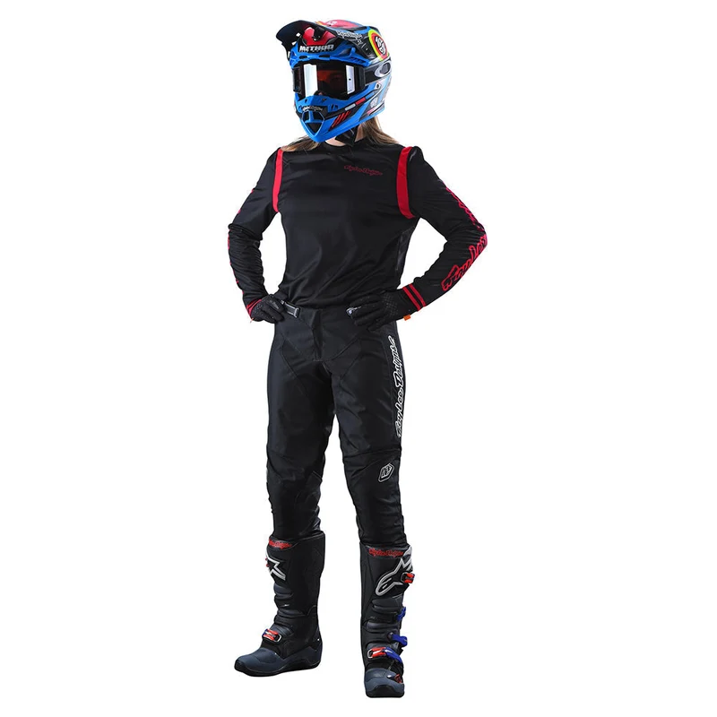 Womens Gp Long Sleeve Jersey Mono Black/Flo Red