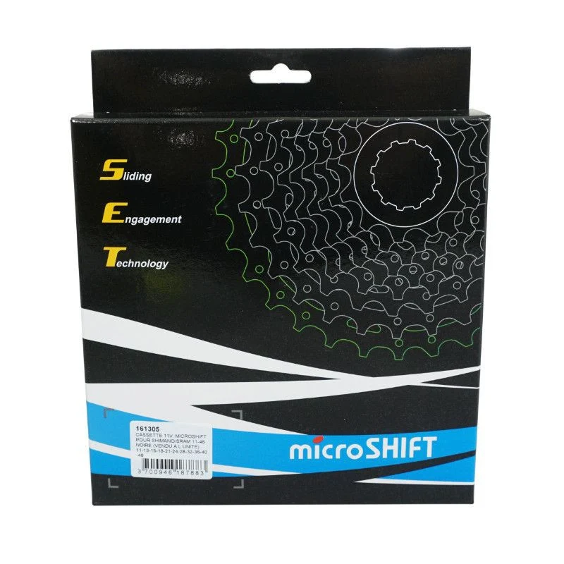 CASSETTE 11V. MICROSHIFT 11-46 POUR SHIMANO/SRAM VTT NOIRE (VENDU A L UNITE) (11-13-15-18-21-24-28-32-36-40-46)