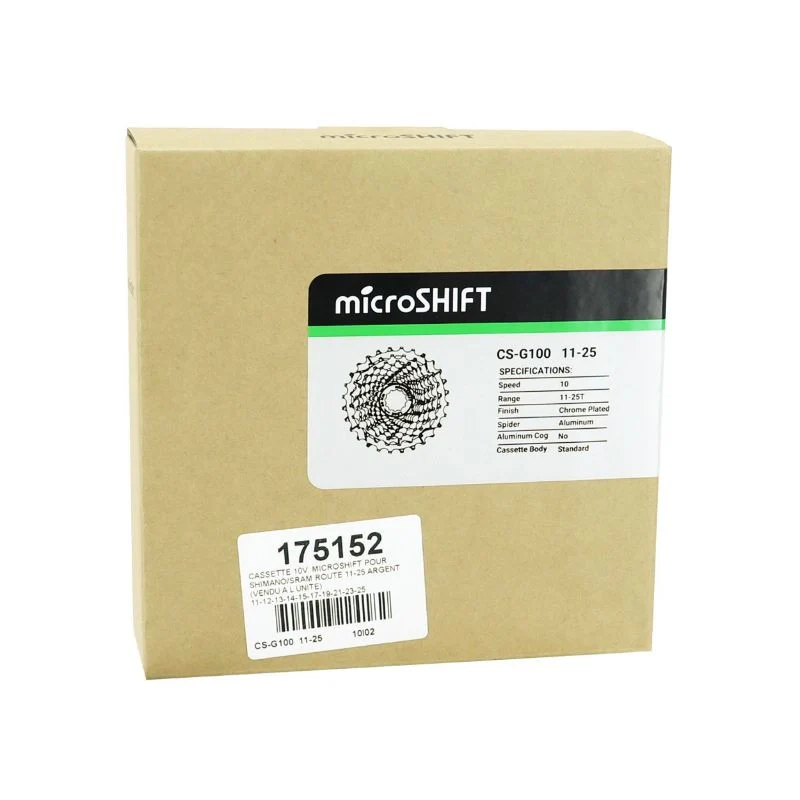 CASSETTE 10V. MICROSHIFT 11-25 POUR SHIMANO/SRAM ROUTE ARGENT (VENDU A L UNITE) (11-12-13-14-15-17-19-21-23-25)