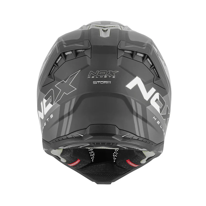 Casque Moto Cross N634 Storm Noir Mat Argent | NOX