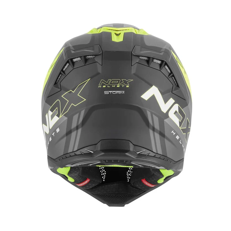 Casque Moto Cross N634 Storm Noir Mat Jaune | NOX